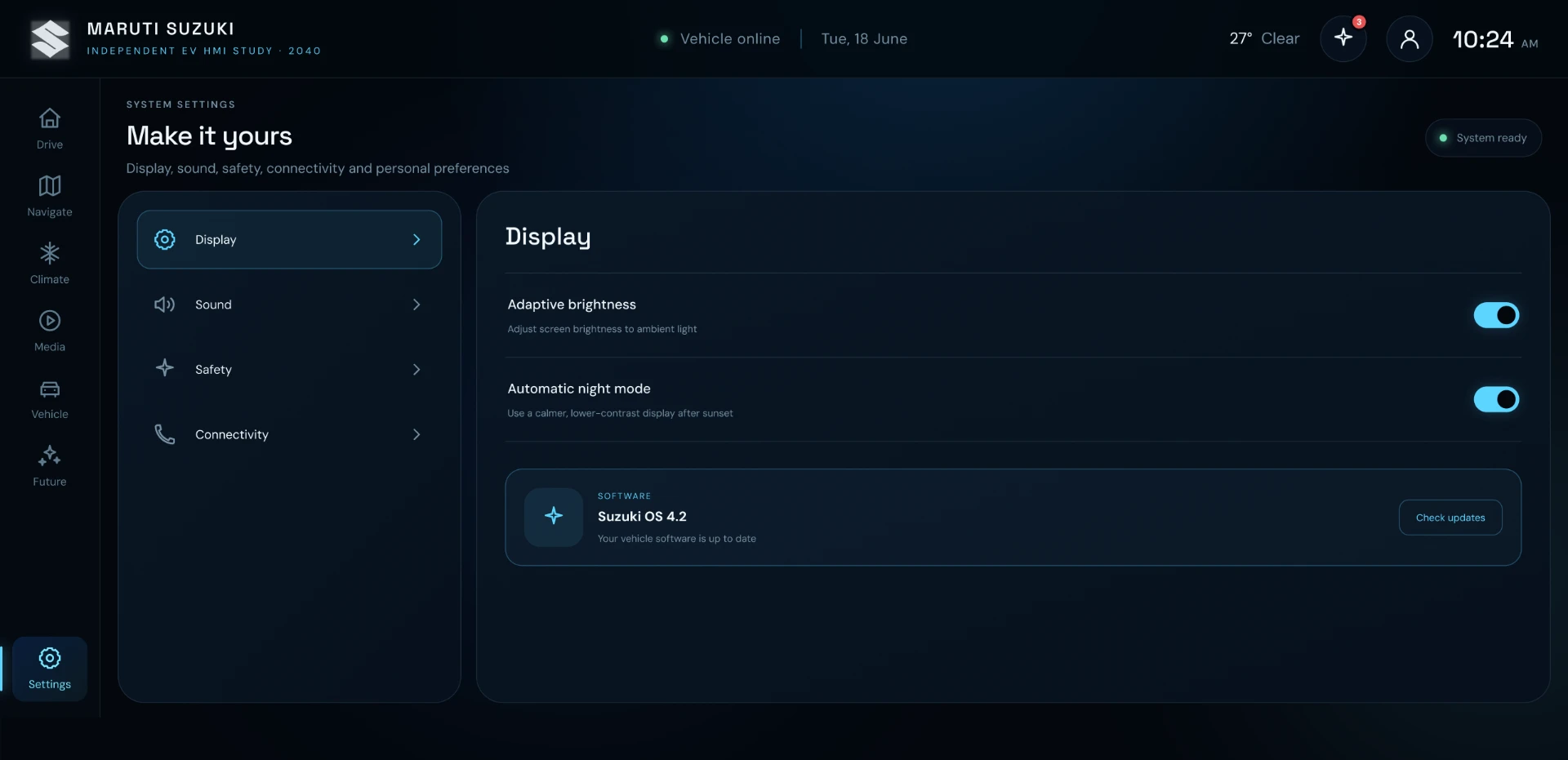 System settings and personalisation
